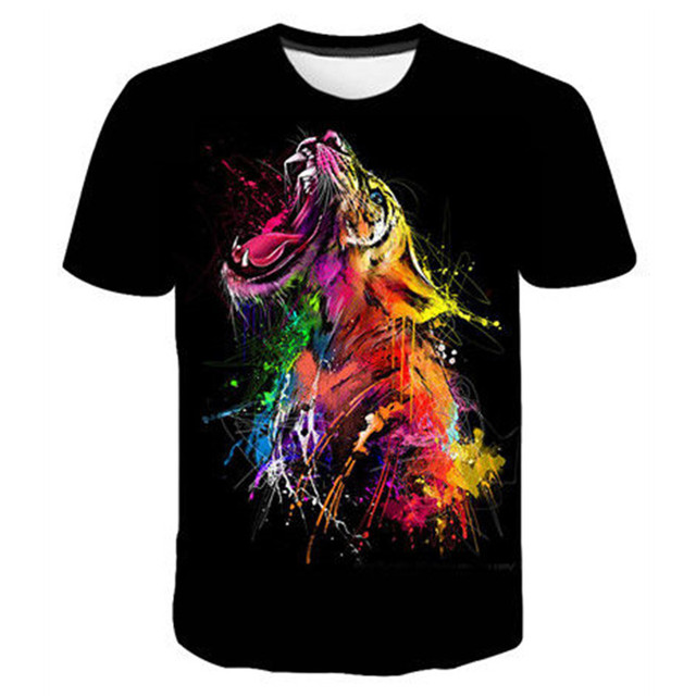 Nowa męska koszulka z tygrysem - 3D grafika, moda na co dzień, osobowość Hip Hop - tanie ubrania i akcesoria