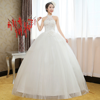 Suknia ślubna LAMYA Halter Neck 2020 - nowa kolekcja koreańska, motylowy design, długość podłogi, duży rozmiar