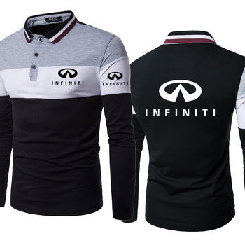Sweter męski z logo Infiniti, casualowa moda, wysoka jakość bawełny, polo, lato