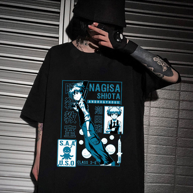 Koszulka męska z krótkim rękawem z japońskim Anime Zabójstwo Klasie Shiota Nagisa i Karma Akabane (Harajuku) - tanie ubrania i akcesoria