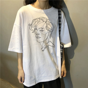 Sztuka estetyczna - Vintage koszulka damska z krótkim rękawem Harajuku Gothic Casual
