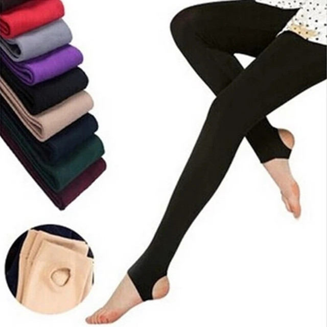 Mocno rozciągliwe legginsy damskie z cienkim aksamitkiem - długie spodnie YF011 - tanie ubrania i akcesoria