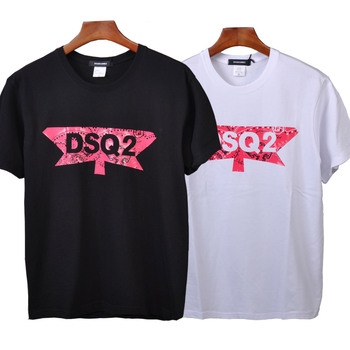 Bluzka DSQICOND2 z nadrukiem DSQ 2019, męska koszulka casual na lato z krótkim rękawem z bawełny