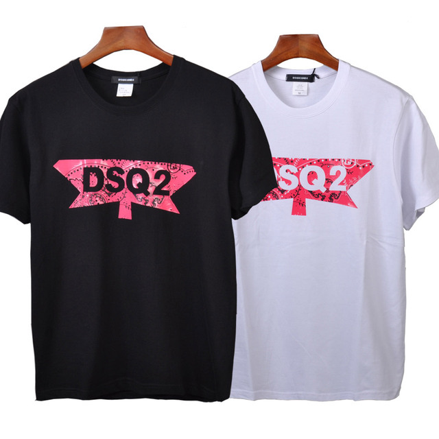 Bluzka DSQICOND2 z nadrukiem DSQ 2019, męska koszulka casual na lato z krótkim rękawem z bawełny - tanie ubrania i akcesoria