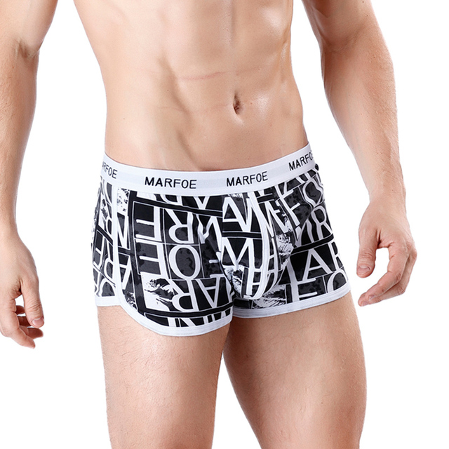 Nowy bokser męski Cueca patchworkowy z nadrukiem - kalesony gejów z gąbką uwypuklającą, bielizna Boxershorts marki - tanie ubrania i akcesoria