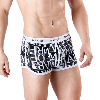 Nowy bokser męski Cueca patchworkowy z nadrukiem - kalesony gejów z gąbką uwypuklającą, bielizna Boxershorts marki