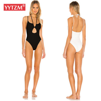 Zestaw bikini damskich YYTZM 2021 - letnie, puste, jednoczęściowe, w kolorze jednolitym, odkryta plecami, konserwatywne