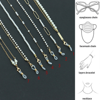 Modny łańcuszek do okularów z kryształami i perłami dla kobiet