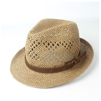 Kapelusz podróżny damski Fedora Panama Sunhat - plaża słońce - rozmiar 56-58CM