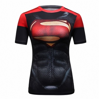 Koszula sportowa damska 3D Superhero Union Quantum z technologią kompresji na sucho i stretch dla kobiet uprawiających kulturystykę w siłowni