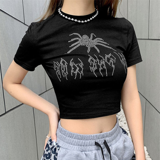 Koreański stylowa koszula damska z krótkim rękawem - Casual, Y2K, nadruki - bluzka Harajuku Mujer Vetement Femme 2021 - tanie ubrania i akcesoria