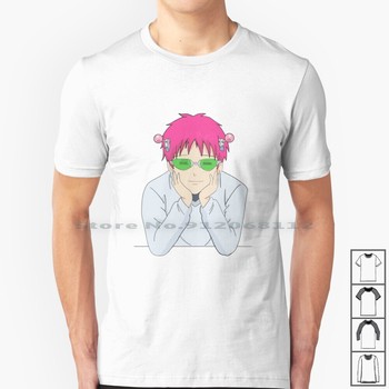 Koszulka męska Szczęśliwy Saiki K 100% bawełna Anime japoński Saiki Kusuo Nendou Riki