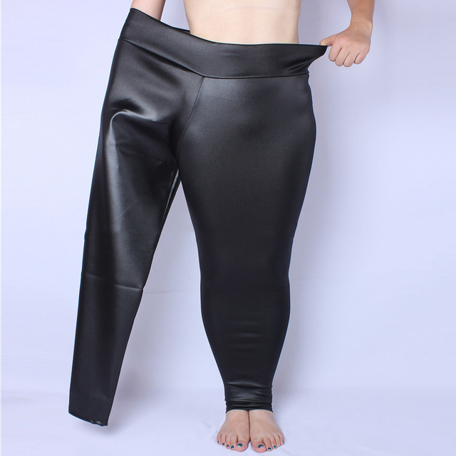Spodnie skórzane plus-size z wysokim stanem, naśladujące Lolitę, kolor czarny, matowe, 5 rozmiarów, jesień 2021 - tanie ubrania i akcesoria
