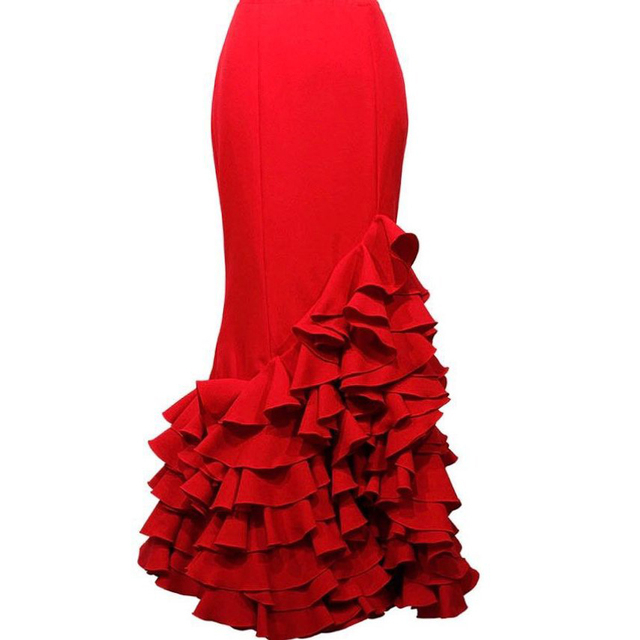 Długa granatowa spódnica formalna na wieczorny bal z długim podłogowym krojem - Jupe Femme 2019 - tanie ubrania i akcesoria