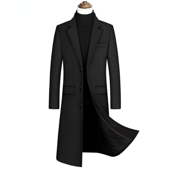 Męski płaszcz wełniany Casual Business Solid Color, idealny na jesień i zimę 2022