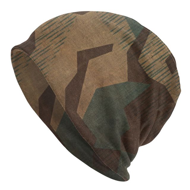 Czapka zimowa Splintertarn niemieckiego WW2 w kamuflażu Bonnet dla kobiet w stylu wojskowym - ciepła czapka w taktycznym Camo z dzianiny - tanie ubrania i akcesoria