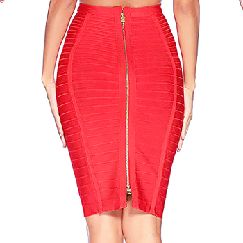Seksowna spódnica ołówkowa Bodycon w paski, do kolan, bandażowa, dostępna w kolorach: czerwonym, niebieskim i czarnym, rozmiar XL - spódnica ołówkowa BEAUKEY z kolekcji Party Celebrity