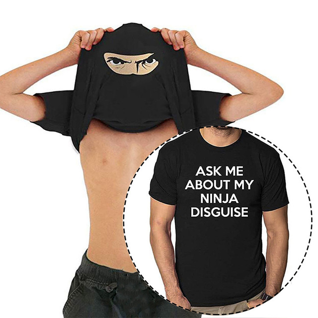 Męska koszulka z graficznym motywem potrójnego ninja, rozmiary XS-5XL, 100% bawełna - tanie ubrania i akcesoria