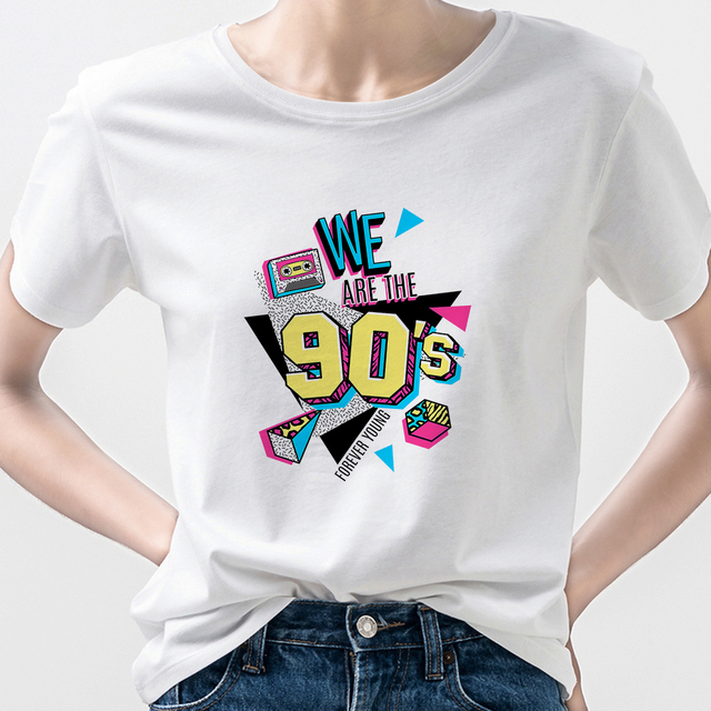 Koszulka damska z krótkim rękawem w stylu 90S Harajuku z kanciastym letnim nadrukiem - brazylijska estetyka Grunge 2021 nowa kolekcja - tanie ubrania i akcesoria