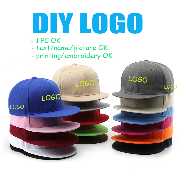 Niestandardowa czapka baseballowa z logo DIY, płaskim daszkiem - wiosna/lato - tanie ubrania i akcesoria
