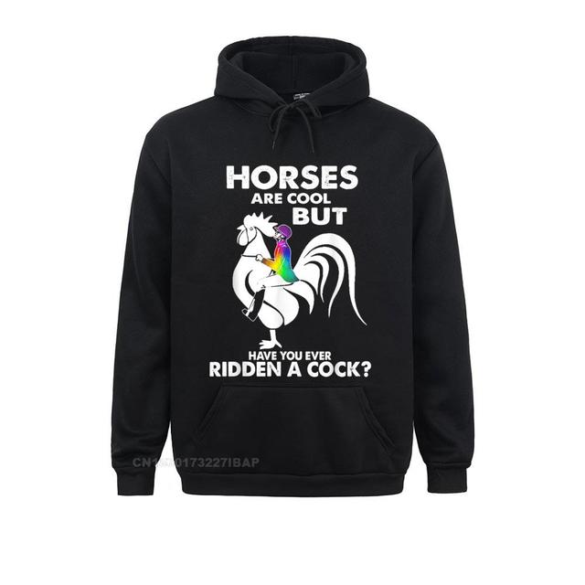 Funny hooded rooster men's sweatshirt with horse design - perfect Mother's Day gift - tanie ubrania i akcesoria