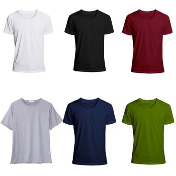 2020 Męska Bawełniana Koszulka Luźna Slim Fit z Krótkim Rękawem w Jednolitym Kolorze - Poliester - Rozmiary M/L/XL/2XL/3XL