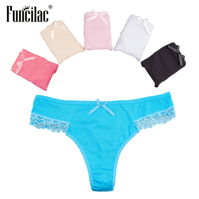 Funkilac - Przezroczyste koronkowe sexy stringi damskie, zestaw 5 sztuk - tanie ubrania i akcesoria