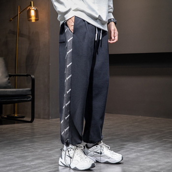 Nowe męskie spodnie do biegania LIFENWENNA - patchworkowe, ściągane sznurkiem, casualowe w stylu Streetwear, dresy na siłownię M-8XL