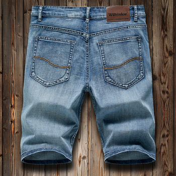 Męskie spodenki jeansowe 2021 - luźne, proste, klasyczne, slim, marki pięciopunktowe - stretch moda biznesowa