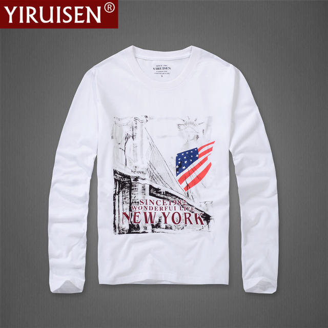 Vintage koszula męska z długim rękawem YiRuiSen - 100% bawełna, drukowanie, oddychające - tanie ubrania i akcesoria
