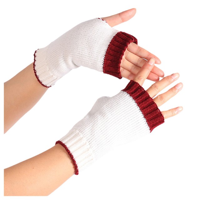 Miękkie rękawiczki zimowe dla kobiet - 2021 Winter Knitted Arm Warmer Fingerless - Solid Color - tanie ubrania i akcesoria