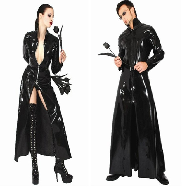 Długie rękawy z imitacji winylu w modnym stylu gotyckim - płaszcz Plus Size dla kobiet i mężczyzn ze skóry ekologicznej PU - tanie ubrania i akcesoria
