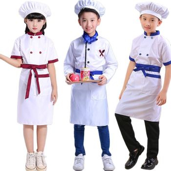 Kostium dziecięcy szefa kuchni - mały, kuchenny mundur do zabawy w Cosplay, w formie fartucha Role Playsuit