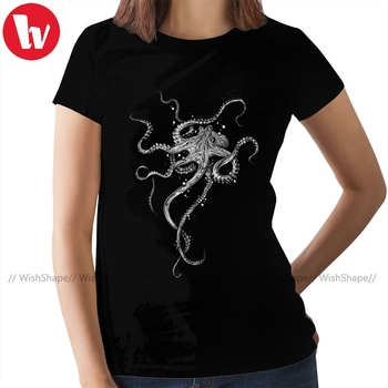 T-shirt Octopus Prosty Plus Size Damski Lato, z krótkim rękawem, 100% bawełna