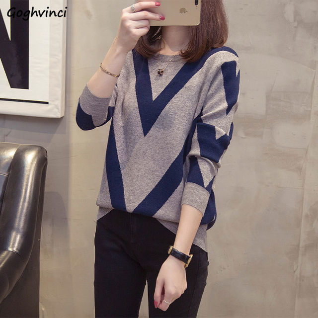 Damski sweter jesień O-neck, duże rozmiary L-5XL, luźny fason, koreański styl, drukowane wzory, dzianina - tanie ubrania i akcesoria