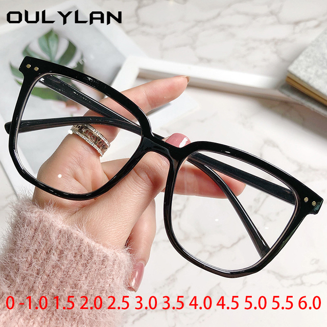 Ponadgabarytowe okulary Oulylan dla osób z krótkowzrocznością, kobiety/mężczyźni, soczewka optyczna blokująca niebieskie światło, 0 stopni - tanie ubrania i akcesoria