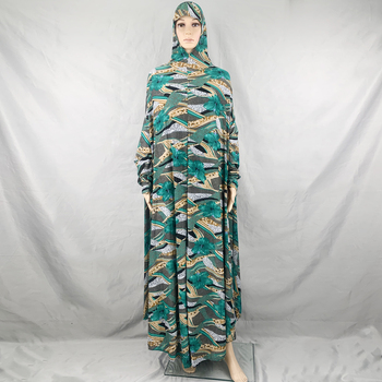 Nowoczesna sukienka abaya z podszewką zielona dla muzułmańskich kobiet - Maix DR-308