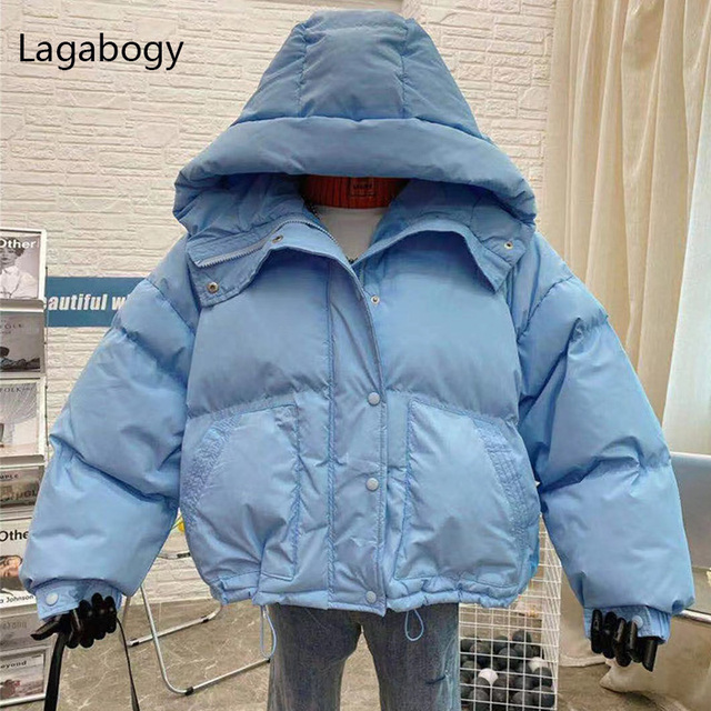 Lagabogy 2021 - nowy zimowy płaszcz puchowy damski z kapturem, biały, wypełniony 90% kaczkim puchem - tanie ubrania i akcesoria
