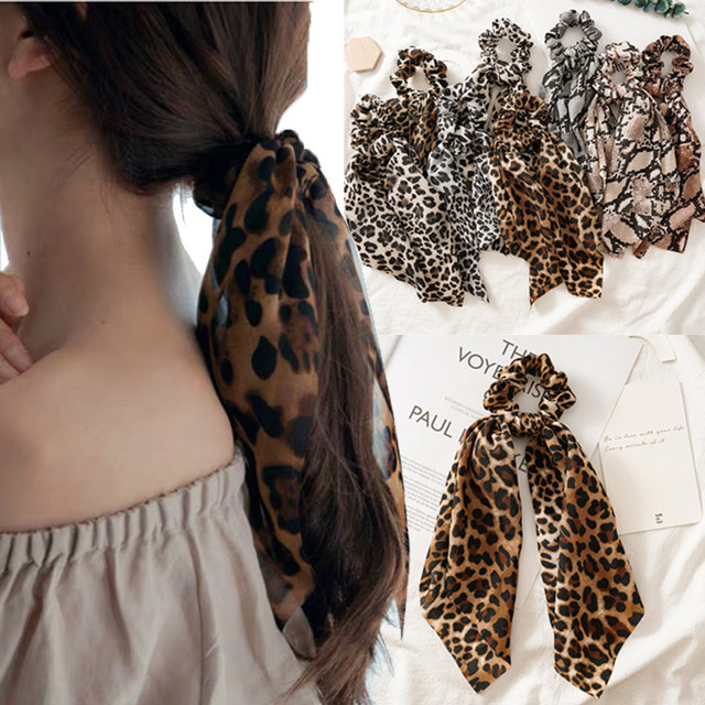 Kwiatowe gumki do włosów z nadrukiem leoparda dla kobiet - tanie ubrania i akcesoria