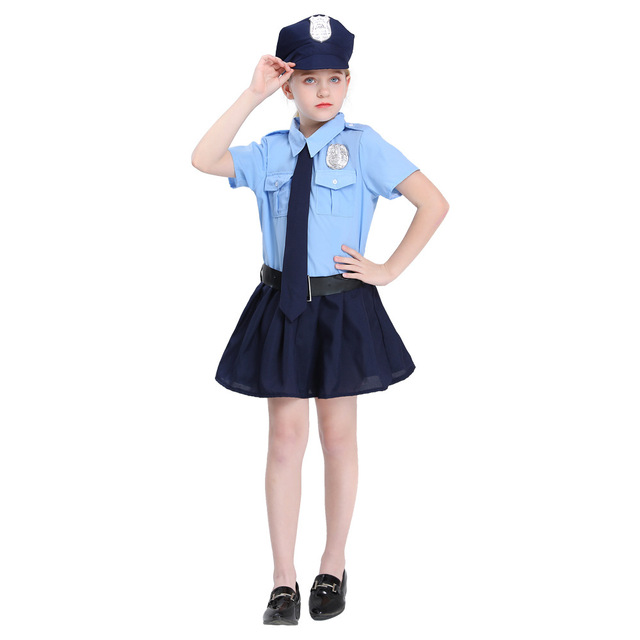 Kostium Cosplay policjantki dla dzieci - strój na Halloween i dzień dziecka - tanie ubrania i akcesoria