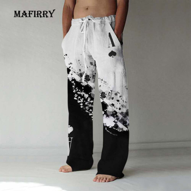 Męskie spodnie elastyczne o prostym kroju na wiosnę i jesień z nadrukami hiphopowymi - rozmiar 4XL - tanie ubrania i akcesoria