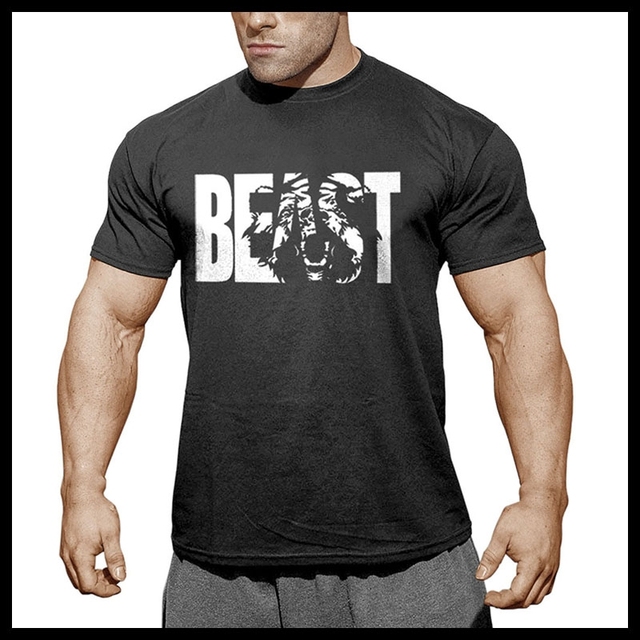 Męska koszulka sportowa Beast Mode - kulturystyka, siłownia, wysoka jakość, czysta bawełna - tanie ubrania i akcesoria
