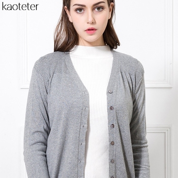 Sweter damski rozpinany z długimi rękawami - 85% jedwab, 15% wełna Cashmere