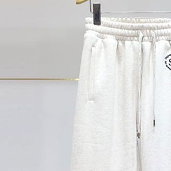 Jesienne damskie długie spodnie capri z haftowaną literą, elastycznym sznurkiem do ściągania talii - sportowe, luźne, casualowe ubranie