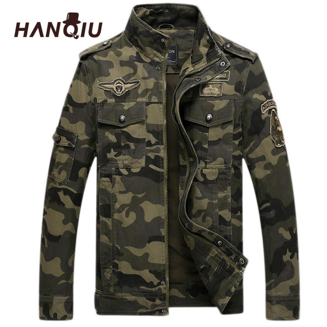 Kurtka męska HANQIU Camo Bomber - jesień 2020, kamuflaż armii, wojskowy styl - tanie ubrania i akcesoria
