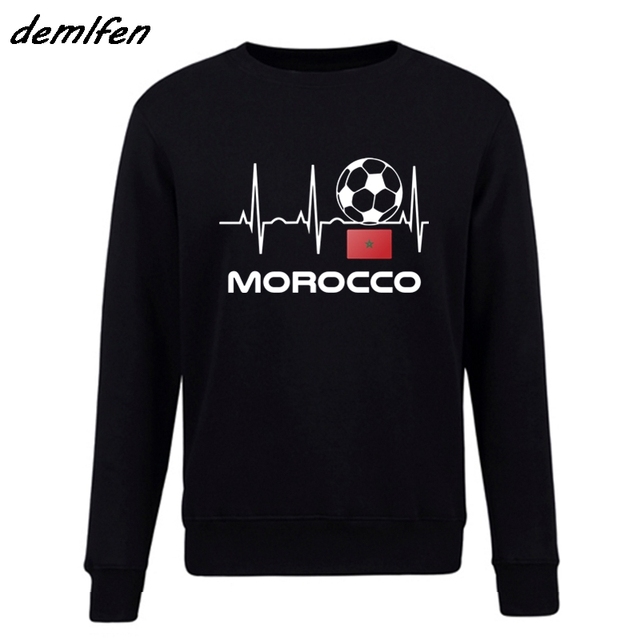 Nowość - Bluza z kapturem Cartoon Maroko - Piłkarz marokański - Płaszcz hip-hopowy - Soccers Heartbeat - tanie ubrania i akcesoria