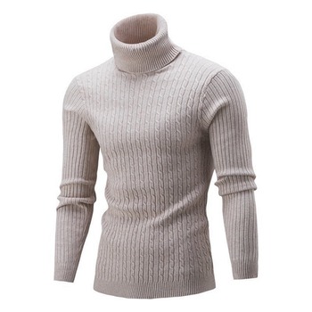 Gruby, ciepły zimowy sweter męski na szyję Puimentiua Slim Fit