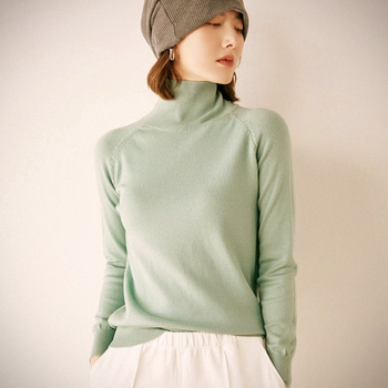 Krótki sweter damski z wełny mieszanej, jesień/zima 2021, w jednolitym kolorze, nowy styl, dla singli seniorów, własnej uprawy