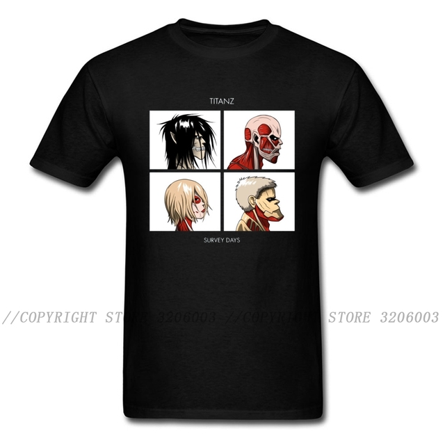 T-shirt męski Attack on Titan z ankieta-Ekoszulka Czarne Koszulki męskie Anime Harajuku Streetwear Slim Fit - tanie ubrania i akcesoria