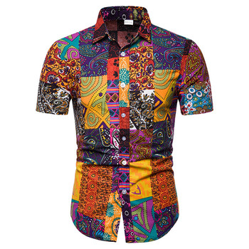 Męska koszula z krótkim rękawem w kolorowych afrykańskich etnicznych wzorach – Nowa kolekcja Homme 2021